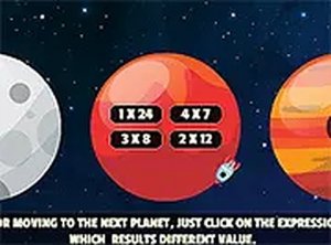 Planet Explorer Multiplication Math Puzzle Game